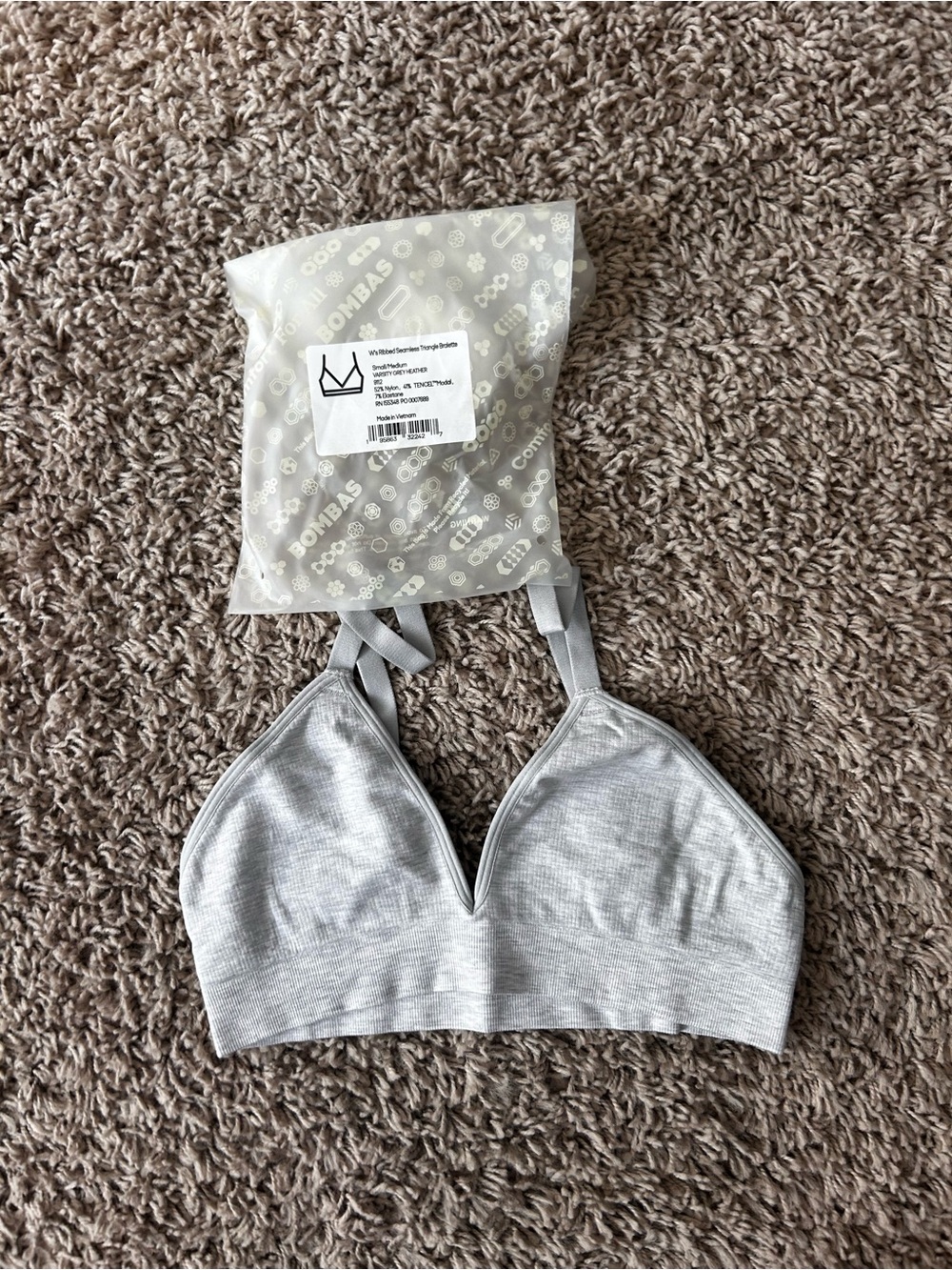 Bombas Light Gray Seamless V-Neck Bralette